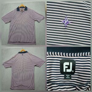 FootJoy Golf Polo Shirt Men's XL Purple White Stripe Furman Logo‎